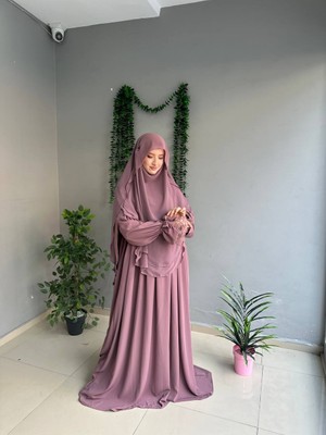 Yüsra Collection Tesettür Erva Abaya ve Gölgeli Sufle 2'li Takım
