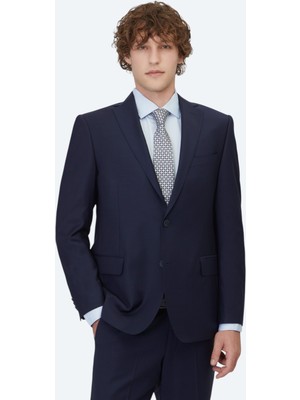 Kip Saks Düz Regular Fit Yün Karışımlı Takım Elbise