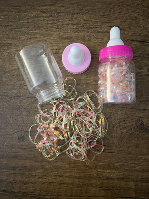 Gülümse Gel Şeffaf Biberon Şeklinde Kutuda Renkli Ince Lastik Toka 1 Kutu Küçük Boy Perma Tokası Kız Çocuk Kadın