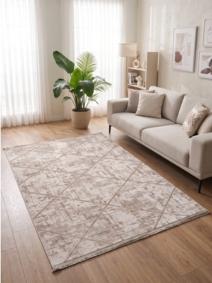 My Evilla Saten Halı Modern Kaymaz Tabanlı Yıkanabilir Salon Oturma Odası Halısı Mozaik Desen