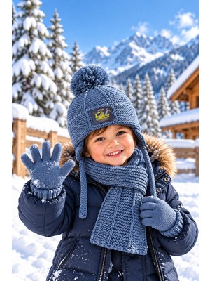 Miniko Kids Kitti 26160-09 Erkek 1-4 Atkı Bere Eldiven Set