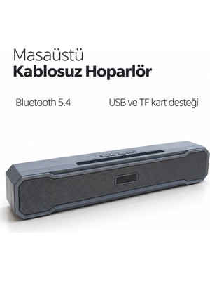 Metal Izgara Ön Yüzeyli Uzun Gövdeli USB Destekli Kablosuz Masaüstü Hoparlör