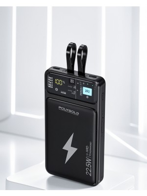 Powerbank 10000 Mah 22.5W Hızlı Şarj Dahili Kablo