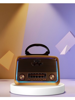Ahşap Kaplamalı Retro Radyo Bluetooth USB Sd Destekli