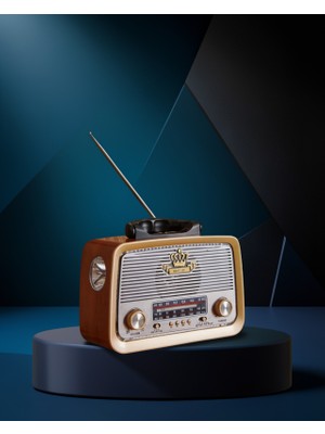 Taşınabilir Ahşap Kaplamalı Radyo Bluetooth USB Aux
