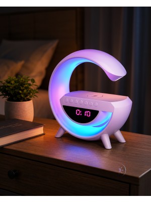 Bluetooth Hoparlör 15W Kablosuz Şarjlı LED Gece Lambası