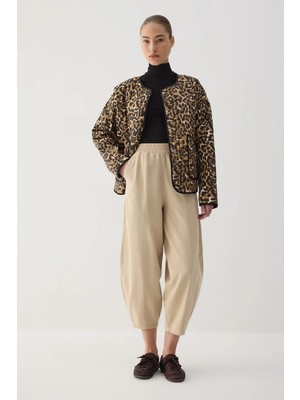 Touche Prive Beli Lastikli Gabardin Balon Pantolon