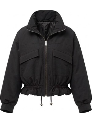 Magarde Dik Yaka Içi Dolum Bomber Mont- Siyah