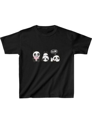 Marchè Bien Unisex Çocuk Baskılı T-Shirt - Siyah