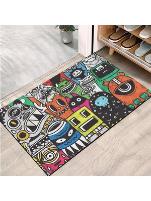 Mythriva Monnhein Kapı Önü Paspası - Modern ve Şık Kapı Paspası | Ev, Ofis ve Dış Mekân Kullanımı Için (Canavar Renkler) 40X60