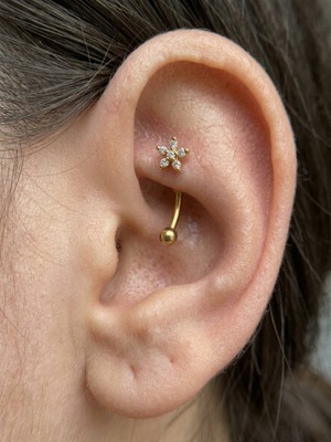 Kurukafa Gift Beşyaprak Çiçek Figürlü Çelik Rook Piercing
