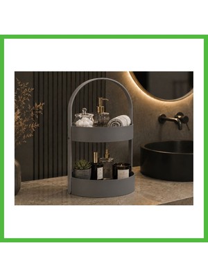 Bezos 3D Baskı Iki Katlı Banyo Düzenleyici - Taşınabilir Organizer ve Saklama Standı-Gri Arz