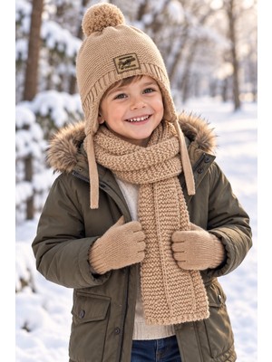 Miniko Kids Kitti 26170-15 Erkek 4-8 Yaş Atkı Bere Eldiven Set