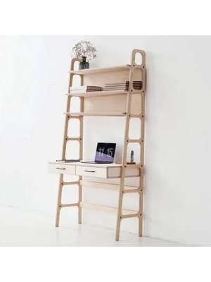 Vivense Woodesk Cosmos Ahşap Çalışma Masası, Kitaplık, Natural Renk