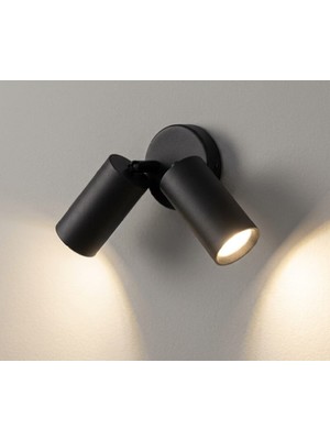 Riolight Modern Oda,salon,banyo Siyah 2li Hareketli Başlık Metal Duvar Aplik Spot(Ampül Dahildir)