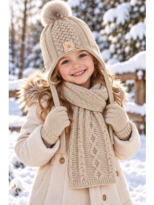 Miniko Kids Kitti 26170-06 Kız 4-8 Yaş Atkı Bere Eldiven Set