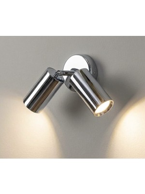 Riolight Modern Oda,salon,banyo Krom 2li Hareketli Başlık Metal Duvar Aplik Spot(Ampül Dahildir)