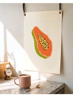 Des Vu Print Papaya Posteri, Çerçevesiz Mutfak Temalı Poster