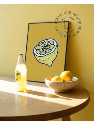 Des Vu Print Limon Posteri, Sarı Mutfak Temalı Çerçevesiz Poster