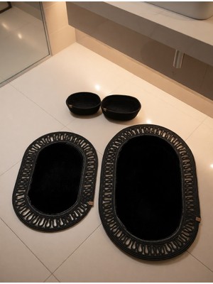 Senza Atelier Lüks  Peluş Dokulu Paspas Takımı ve 2’li Sepet