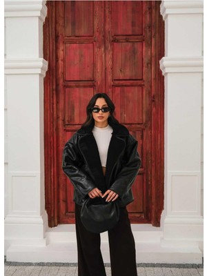 Moda Durağı Siyah Oversize Kaliteli Ceket Siyah