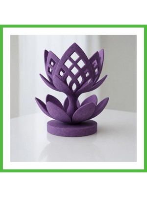 Bezos 3D Baskı Lotus Çiçeği Mumluk - Dekoratif Tealight Mumluk-Mor Arz