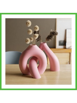 Bezos 3D Baskı Interlocking Vazo - Iç Içe Geçen Dekoratif Vazo-Pembe Arz