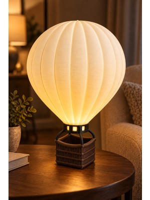 Eb Studio Sıcak Hava Balonu Tasarımlı Dekoratif LED Mumluk – Beyaz ve Koyu Kahverengi, 25,7 cm