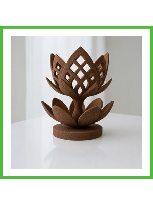 Bezos 3D Baskı Lotus Çiçeği Mumluk - Dekoratif Tealight Mumluk-Kahverengi Arz
