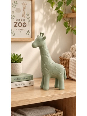 Alpin Scandi Zoo Minimalist Zürafa Biblosu - Iskandinav Tarzı Çocuk Odası & Masa Dekorasyon Objesi