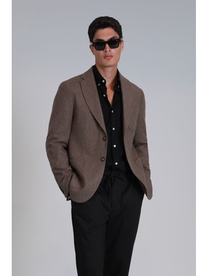Lufian Daniel Spor Erkek Blazer Ceket Slim Fit Deve Tüyü