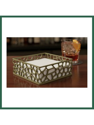 Vintessy Vıntessy 3D Baskı Organik Desenli Peçetelik Kokteyl Peçete Tutucu 12,5X12,5 cm Delikli Peçete Standı - Yeşil BZS01