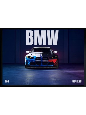 Isf Markt Bmw M4 Gt4 Evo Poster 48X33 cm Çerçeveli | Spor Araba Posteri | Yarış Otomobili Duvar Tablosu | Bmw Duvar Dekoru