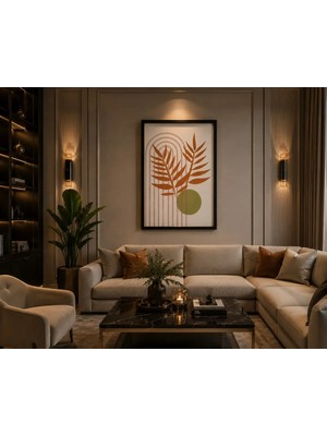Isf Markt Modern Soyut Yaprak Duvar Tablosu 50X70 cm | 5 cm Derin Çerçeveli Mdf Tuval Kumaş Baskılı Premium Dekoratif Tablo