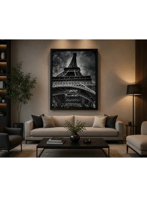 Isf Markt Eyfel Kulesi Mdf Çerçeveli Tablo 70X50 cm | 5 cm Derin Çerçeve | Premium Kanvas Tuval Baskı | Modern Duvar Dekoru