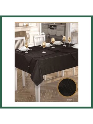 Vintessy Vıntessy Gabi Siyah 12 Kişilik 26 Parça Amerikan Servisli 155 × 220 cm Masa Takımı BZS01