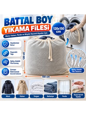 Akıllı Bayi Battal Boy 120X150 cm Mont ve Perde Yıkama Filesi–extra Büyük, Dayanıklı, Nefes Alabilir Çam