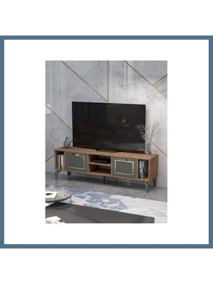 Bezos Linya Gold Tv Sehpası Kahverengi Bbz