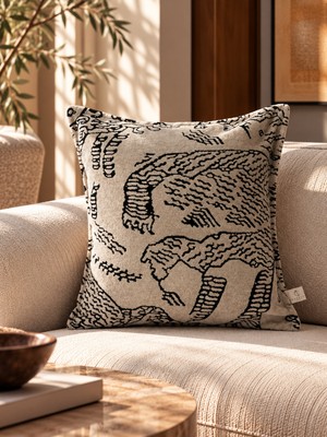 Needle Animal Print Krem Kırlent Kılıfı (45X45)