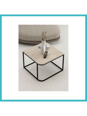 Defne Store Damla Kare Orta Sehpa Bej 65 cm Dfnbez