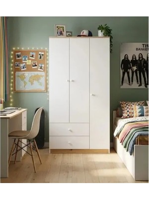 Vivense Eylül Gardırop, Beyaz, 3 Kapaklı