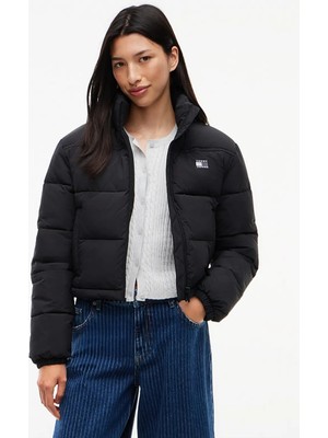 Tommy Hilfiger Kadın Marka Logolu Günlük Kullanıma Uygun Siyah Mont