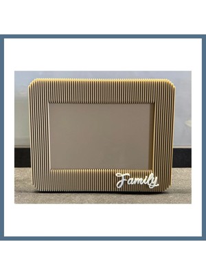 Bezos 3D Baskı Japandi Tarzı Çizgili Fotoğraf Çerçevesi 10X15 cm Masaüstü Yatay Çerçeve Bej Bbz