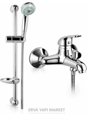 GPD Adrio Banyo Bataryası ve DST16 3 Fonksiyonlu Masaj Etkili Sürgülü Duş Seti Krom 2'li Banyo Kombini