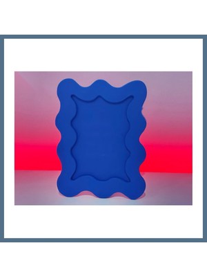 Bezos 3D Baskı Dalgalı Fotoğraf Çerçevesi Wiggle Tasarım Masaüstü Çerçeve 10X15 cm Fotoğraf Çerçevesi Mavi Bbz