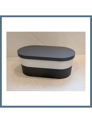 Bezos 3D Baskı Iki Rulo Tuvalet Kağıdı Saklama Kutusu Kapaklı Çizgili Banyo Organizeri Minimalist - Siyah Kapak Bbz