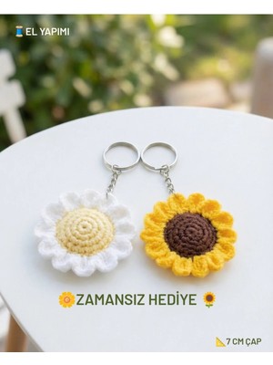 Ayçiçeği & Papatya Amigurumi Anahtarlık Seti | El Yapımı Hediye | Çanta Süsü