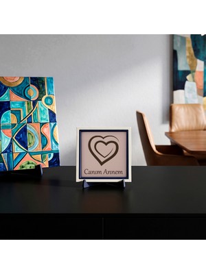 Miawiki Canım Annem ve Iç Içe Kalp Motifli Estetik Tasarım Dekoratif Süs, Duygusal Anlara Eşlik Eden Zarif Hediyelik 10X10 cm