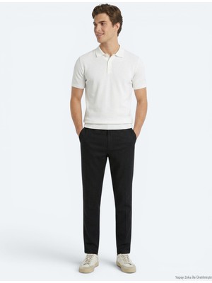 Kip Siyah Dokuma Relaxed Fit Casual Pamuk Karışımlı Pantolon