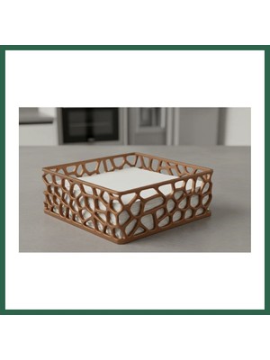 Vintessy Vıntessy 3D Baskı Organik Desenli Peçetelik Kokteyl Peçete Tutucu 12,5X12,5 cm Delikli Peçete Standı - Bakır BZS01